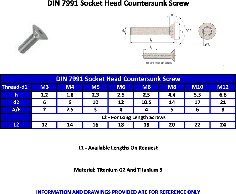 Винт din 7991 чертеж